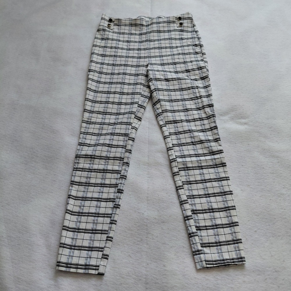 NYCC New York Clothing Co Womens‎ Plaid Leggings Skinny Pants White Black Size 6